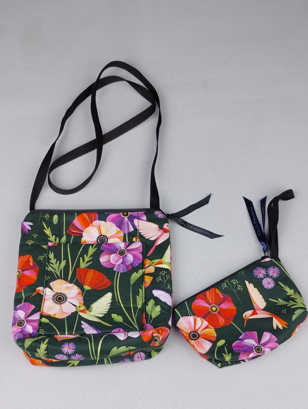 Floral Crossbody Bag and Pouch - Green Floral